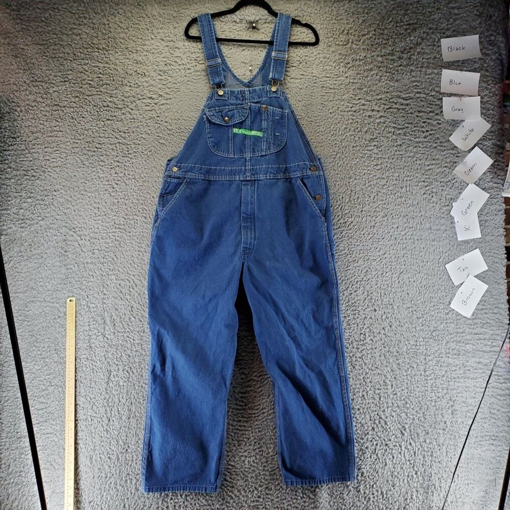Key Overalls Mens 42x29 Blue Denim Adjustable Straps Cotton Vintage USA Workwear